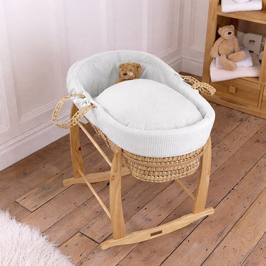 Super Nanny Moses Basket Waffle White-1